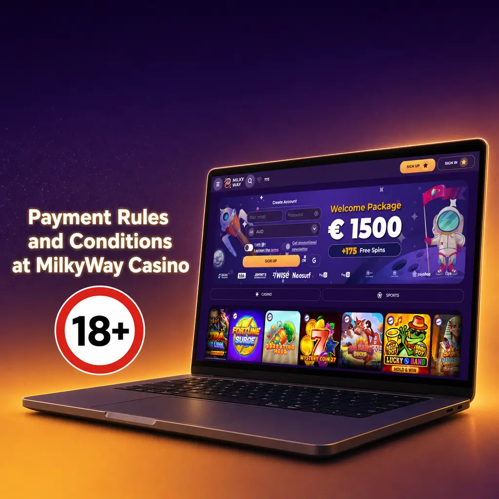 Payment rules and conditions for deposits and withdrawals at MilkyWay Casino, including verification and wagering requirements